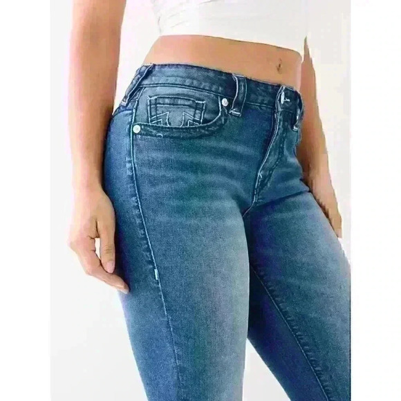 NEW! True Religion Women's 28 Becca Mid Rise Big T Bootcut Jean NWT $199 - Picture 5 of 5